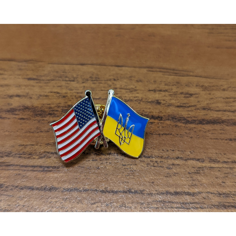 US-Ukrainian flag (with trident) pin